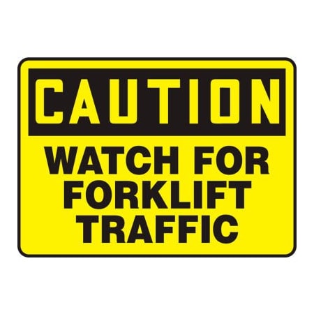Accuform Accuform Caution Sign, Watch For Forklift Traffic, 14inW x 10inH, Aluminum MVHR633VA